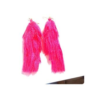 Hot pink tassels statement earrings